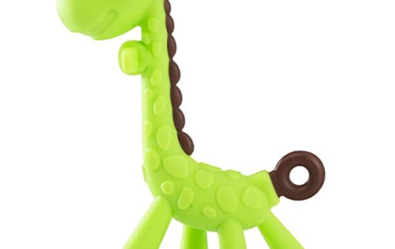 Hopop BPA Free, Flexible, Soft Silicone Giraffe Teether Suitable from 3 Months to 3 Years (Green)