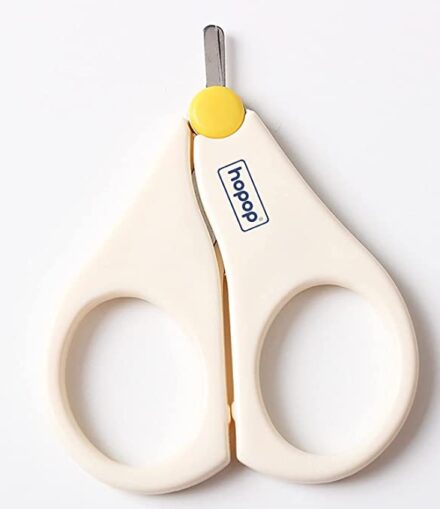 Hopop Newborn Baby's Safety Nail Scissors with Short Blade & Circular Cutter Head (Multicolor)
