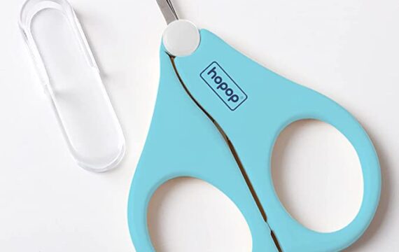 Hopop Newborn Baby's Safety Nail Scissors with Short Blade & Circular Cutter Head (HP-2006A-Blue)