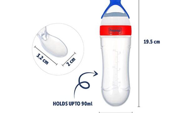 Hopop BPA Free Soft Squeezy Silicone Spoon Food Feeder for Feeding Semi Solids (Red Blue) - Image 4