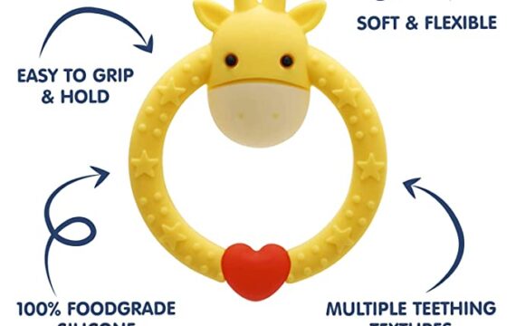 Hopop Baby Safe Soft Silicone Giraffe Ring Teether Suitable from 3 Months to 3 Years (Yellow) - Image 8