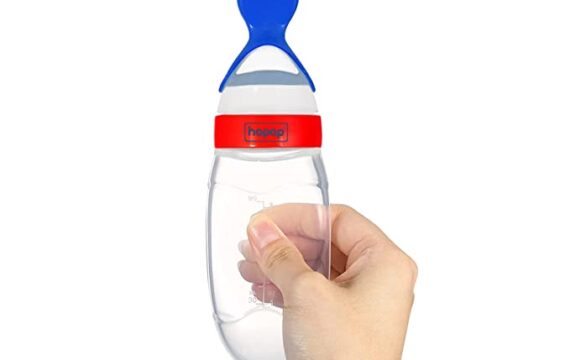 Hopop BPA Free Soft Squeezy Silicone Spoon Food Feeder for Feeding Semi Solids (Red Blue) - Image 8