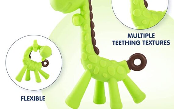 Hopop BPA Free, Flexible, Soft Silicone Giraffe Teether Suitable from 3 Months to 3 Years (Green) - Image 6