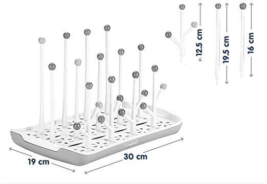 Hopop Portable & Compact Baby Bottle Drying Rack with Detachable Water Drip Tray, White, Holds Upto 6 Bottles and Accessories - Image 4