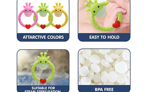 Hopop Baby Safe Soft Silicone Giraffe Ring Teether Suitable from 3 Months to 3 Years (Yellow) - Image 4