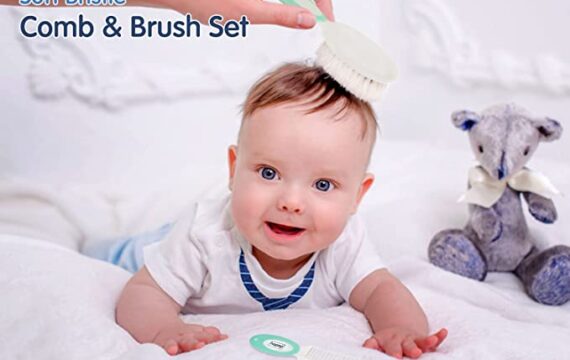Hopop Soft Bristle Hair Brush & Rounded Teeth Comb Set for Baby (Green) - Image 3