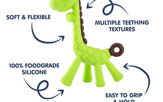 Hopop BPA Free, Flexible, Soft Silicone Giraffe Teether Suitable from 3 Months to 3 Years (Green) - Image 5