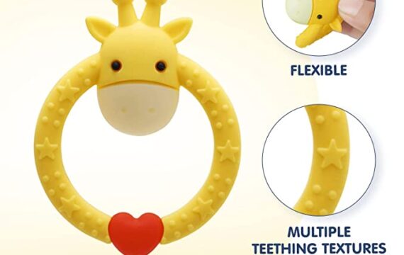 Hopop Baby Safe Soft Silicone Giraffe Ring Teether Suitable from 3 Months to 3 Years (Yellow) - Image 6