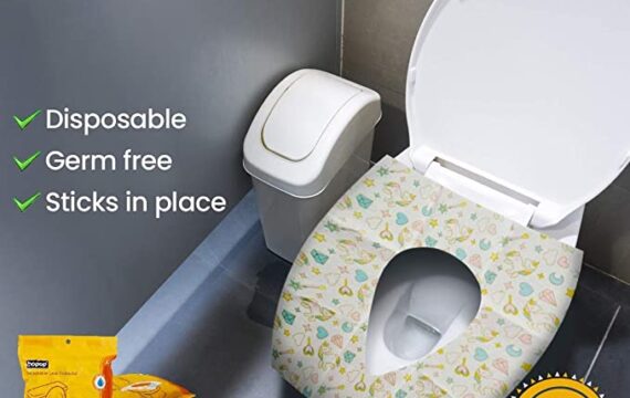 Hopop Waterproof Toilet Seat Protector Cover with Adhesive Strips for On-The-Go Protection (10 Pcs) - Image 6