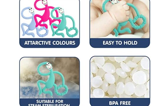 Hopop Soft Silicone Monkey Teether Suitable from 3 Months to 3 Years (Green) - Image 7
