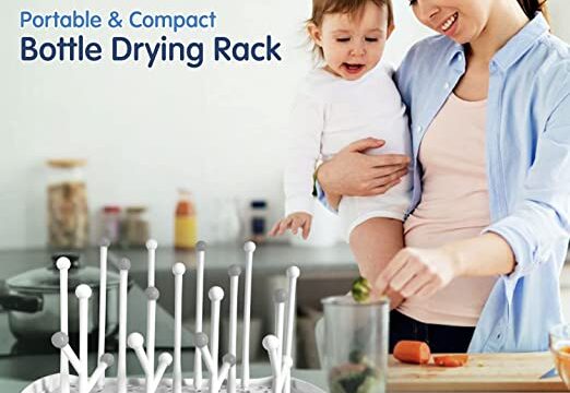Hopop Portable & Compact Baby Bottle Drying Rack with Detachable Water Drip Tray, White, Holds Upto 6 Bottles and Accessories - Image 6