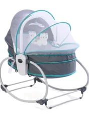 Mastela 5 in 1 Rocker cum Bassinet with Overhead Toy Bar - Grey Blue