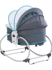 Mastela 5 in 1 Rocker cum Bassinet with Overhead Toy Bar - Grey Bluer