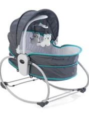 Mastela 5 in 1 Rocker cum Bassinet with Overhead Toy Bar - Grey Blueut