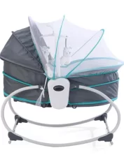 Mastela 5 in 1 Rocker cum Bassinet with Overhead Toy Bar - Grey Bluew