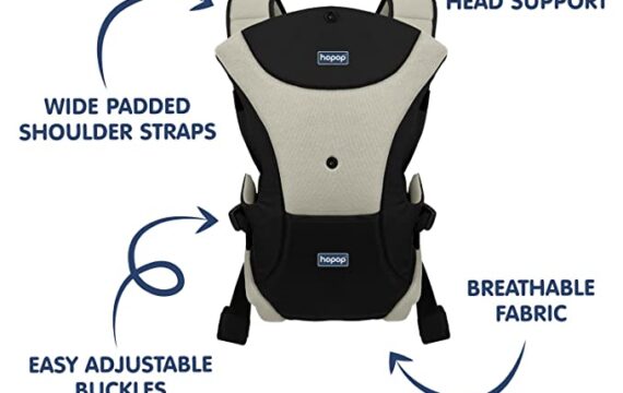 Hopop Cuddle Me Baby Carrier with 3 Carry Positions, Suitable for 3 to 12 Months Baby, Adjustable New-Born to Toddler Carrier, Max Wieght Up to 12 Kgs (Grey/Black) - Image 3