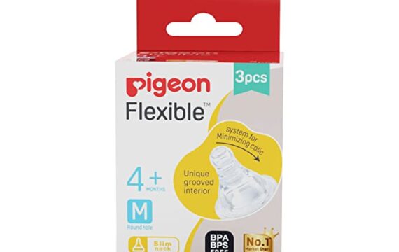 Pigeon Peristaltic Nipple M,For 4+ Month Babies,BPS Free,BPA Free,Pack of 3