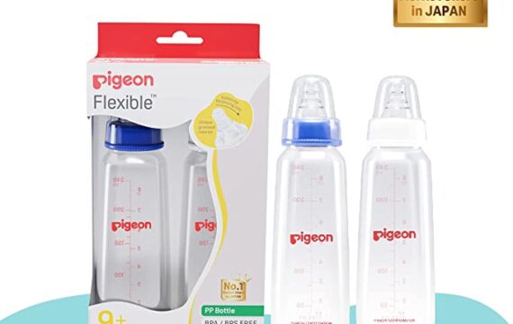 Pigeon Peristaltic Baby Nursing/ Feeding Bottle KPP Nipple L,For 9+ Month Babies,BPA Free,BPS Free,Blue and White,240 ml,Pack of 2 - Image 2