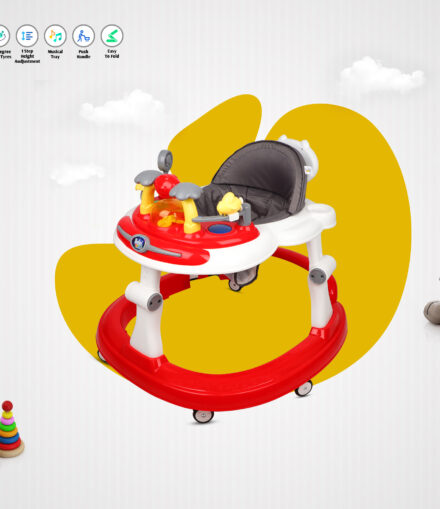 RED BABY WALKER WITH PUSH HANDLE