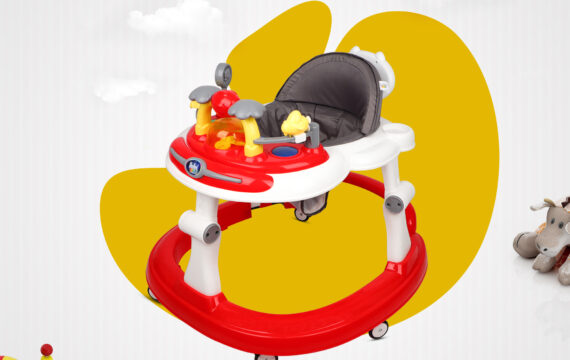 RED BABY WALKER WITH PUSH HANDLE