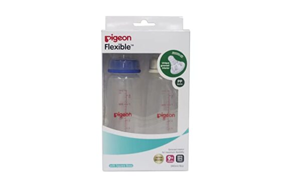 Pigeon Peristaltic Nursing Bottle Twin Pack (Blue/White) - 240 ml