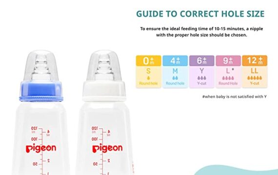 Pigeon Peristaltic Baby Nursing/Feeding Bottle KPP Nipple S,For 0+ Month Babies,BPA Free,BPS Free,Square Base,Blue and White,120 ml,Pack of 2 - Image 5