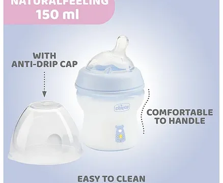 Chicco Natural Feeling Feeding Bottle Blue - 150 ml - Image 7