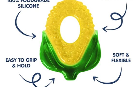 Hopop BPA Free, Multi Textured, Water Filled Cooling Teether (Pack of 2, Corn & Balloon) - Image 3
