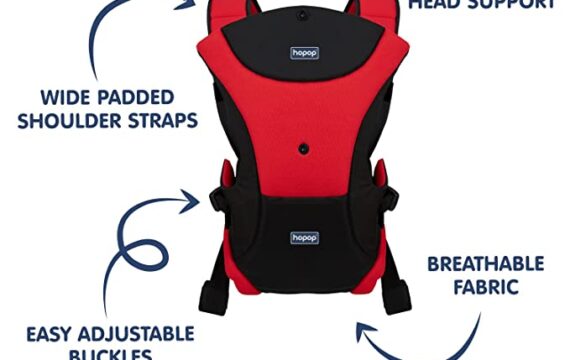 Hopop Cuddle Me Baby Carrier with 3 Carry Positions, Suitable for 3 to 12 Months Baby, Adjustable New-Born to Toddler Carrier, Max Wieght Up to 12 Kgs (Red/Black) - Image 3
