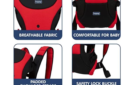 Hopop Cuddle Me Baby Carrier with 3 Carry Positions, Suitable for 3 to 12 Months Baby, Adjustable New-Born to Toddler Carrier, Max Wieght Up to 12 Kgs (Red/Black) - Image 4