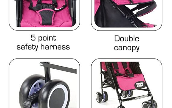 LuvLap City Stroller/Buggy, Compact & Travel Friendly, for Baby/Kids, 6-36 Months (Pink) - Image 4