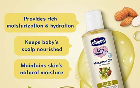 Chicco Baby Moments Massage Oil, New Advanced Non-sticky & Moisturizing Formula with Natural Ingredients to Prevent Dryness, Suitable for Baby’s Skin, Hair & Scalp, No Phenoxyethanol & Parabens (200ml) - Image 3
