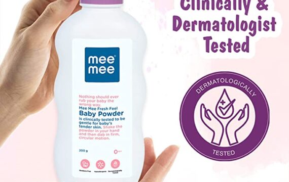 Mee Mee Baby Talcum Powder, Dermatologically tested, Paraben free, 0m+ (Fresh Feel - Pack of 200 g (Single Pack) - Image 4