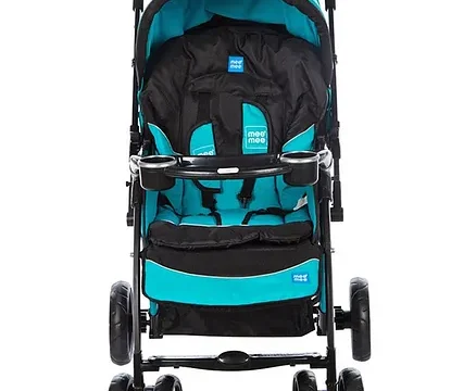 Mee Mee Advanced Baby Pram With Shock Absorber Wheels - Blue - Image 3