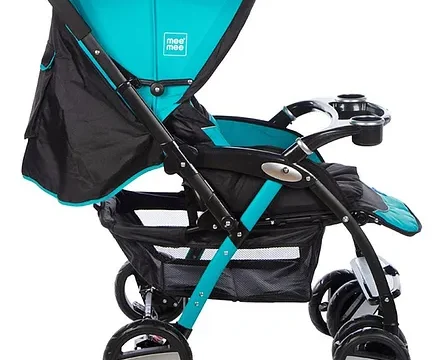 Mee Mee Advanced Baby Pram With Shock Absorber Wheels - Blue - Image 5