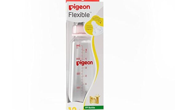 Pigeon Peristaltic Baby Nursing/Feeding Bottle KPP Nipple LL,for 12+ Month Babies,BPA Free,BPS Free,Square Base,Pink,240 ml