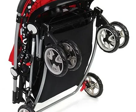 Mee Mee Premium Baby Pram With Rocker Function Rotating Wheels & Adjustable Seat - Red Black - Image 9