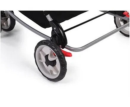 Mee Mee Premium Baby Pram With Rocker Function Rotating Wheels & Adjustable Seat - Red Black - Image 10