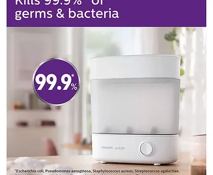Avent Advanced Bottle Sterilizer Natural Steam Sterilization Baby Bottles Teats & Accessories - White - Image 3