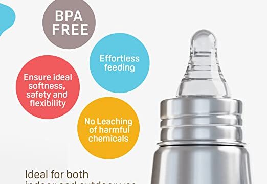 Pigeon Steel Baby Feeding Bottle for Kids, Made of Rust Free Stainless Steel, Ergonomic Handle, Anti Colic Nipple Slim Neck Steel Feeding Bottle 220ml-L Size - Image 4