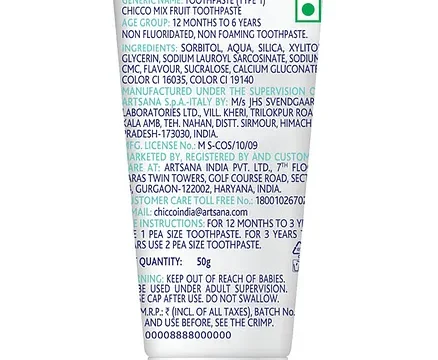 Chicco Dentifricio Toothpaste Mix Fruit Flavour - 50 gm - Image 5
