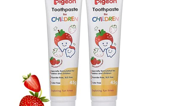 Pigeon Strawberry Toothpaste, For babies and Children,Fluroide -free,SLS free,Color free,Paraben Free, PH friendly,45 pack of 2,Oral Care