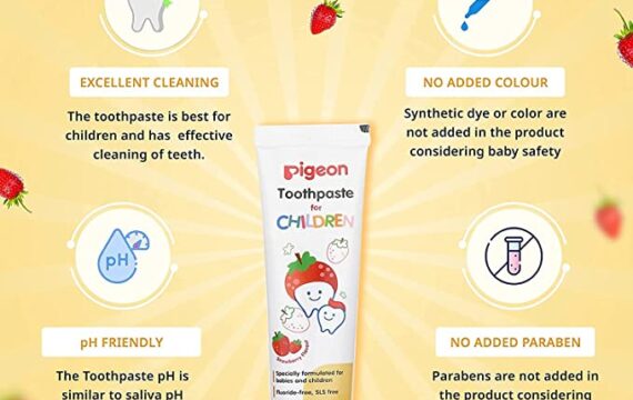 Pigeon Strawberry Toothpaste, For babies and Children,Fluroide -free,SLS free,Color free,Paraben Free, PH friendly,45 pack of 2,Oral Care - Image 4
