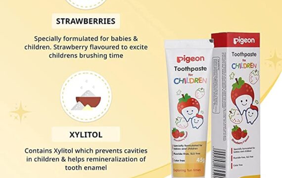 Pigeon Strawberry Toothpaste, For babies and Children,Fluroide -free,SLS free,Color free,Paraben Free, PH friendly,45 pack of 2,Oral Care - Image 6