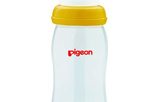 Pigeon Wide Neck Baby Feeding Bottle,With Plus Type Nipple,For 3+ Month Babies,Yellow,240 ml