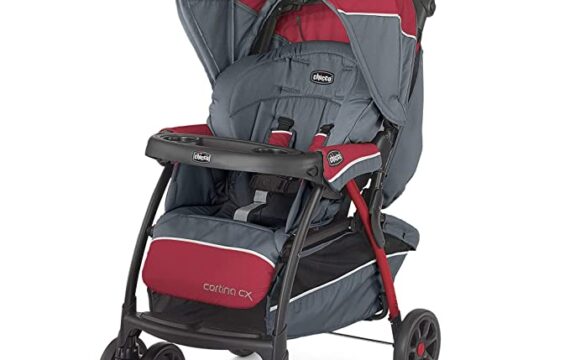 Chicco Cortina CX Stroller with 8-Reclining Positions, Pram for boys and girls, For babies 0-4 years (Lava, Red) Material : Polyester