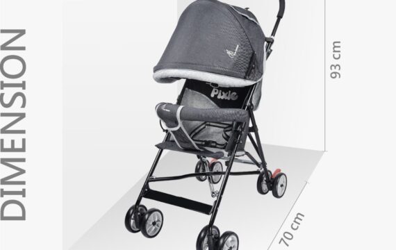 Pixie Buggy Stroller - Easy to Fold & Store, UV Sun Protection Conopy, Rear Brakes, Storage bag - Image 3