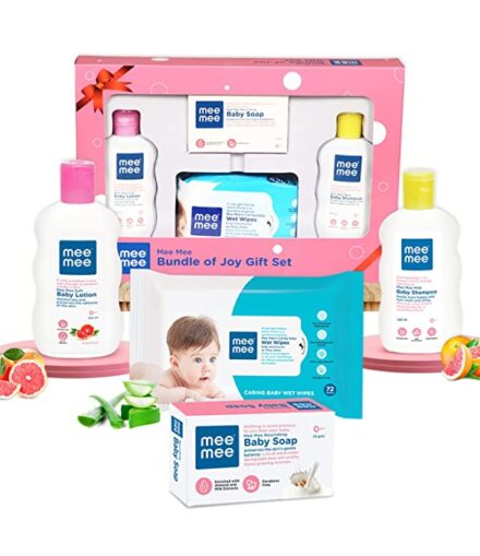 Mee Mee Bundle of Joy Gift Set for New Born Baby with Baby Bathing kit and Wet Wipes