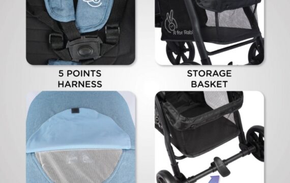 Falcon Flight Stroller - Easy to Carry & Store, Multi Position Recline, Basket, Rear Brake - Image 6