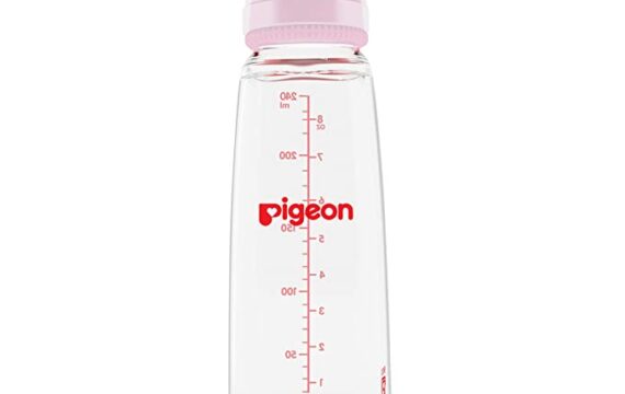 Pigeon Flexible Glass Nursing/Feeding Bottle With Added Nipple L,For 9+ Month Babies,Borosilicate Nursing/Feeding Bottle for Babies,BPA Free,BPS Free, Pink,240 ml
